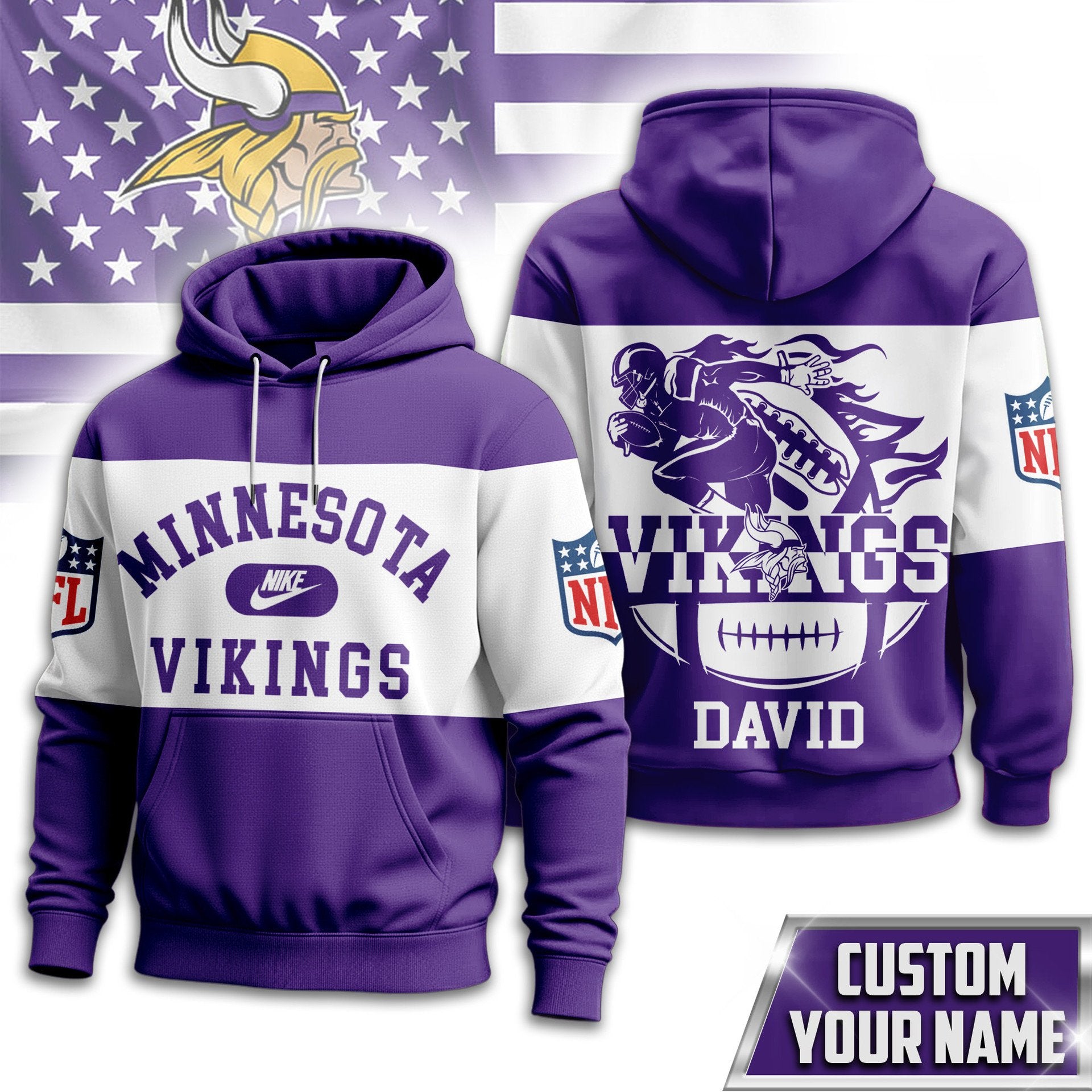 Minnesota Vikings | Premium NFL Touchdown Spirit Personalized Hoodie TD