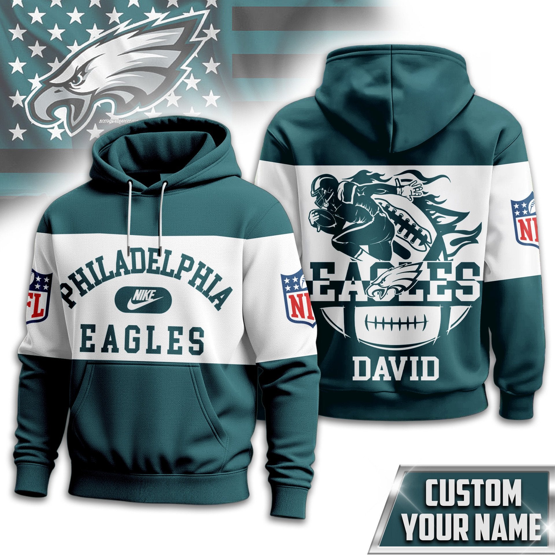 Philadelphia Eagles | Premium NFL Touchdown Spirit Personalized Hoodie TD
