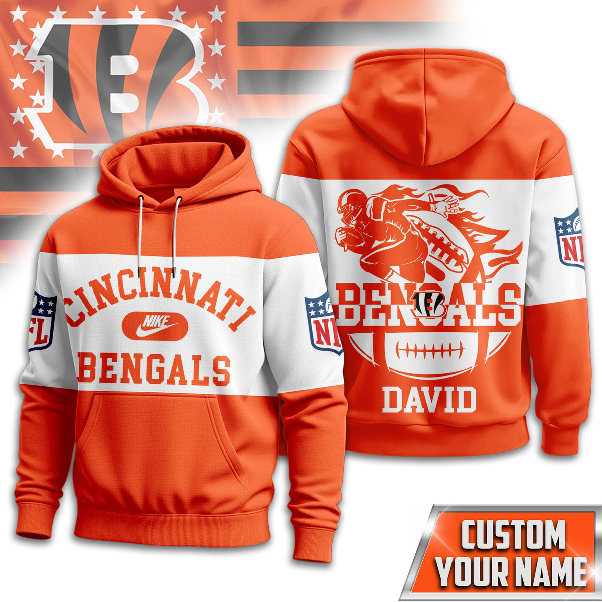 Cincinnati Bengals | Premium NFL Touchdown Spirit Personalized Hoodie TD