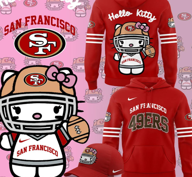 San Francisco 49ers 50th Anniversary Of Hello Kitty Red Version Hoodie
