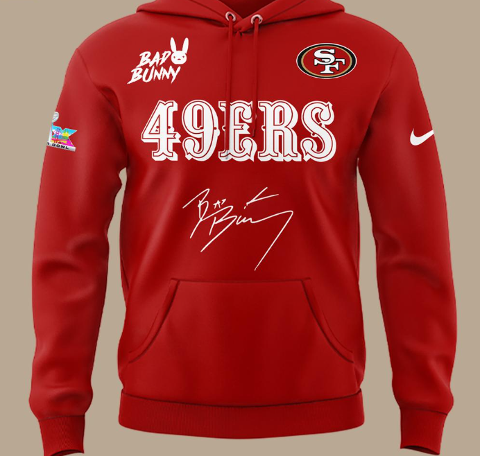 Bad Bunny x San Francisco 49ers 2026 Red Hoodie Shirt
