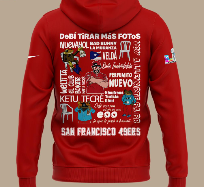 Bad Bunny x San Francisco 49ers 2026 Red Hoodie Shirt