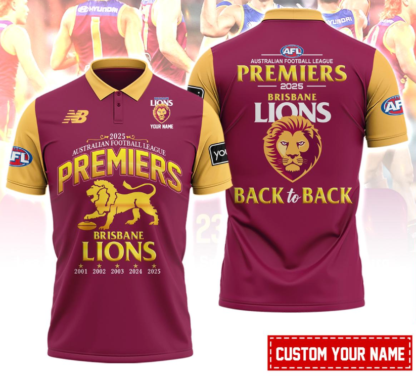 Brisbane Lions Back 2 Back Premiers 2025 Polo Shirt
